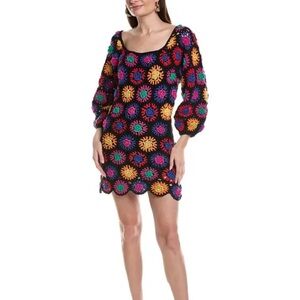 Farm Rio Crochet Flowers Mini Dress NWT